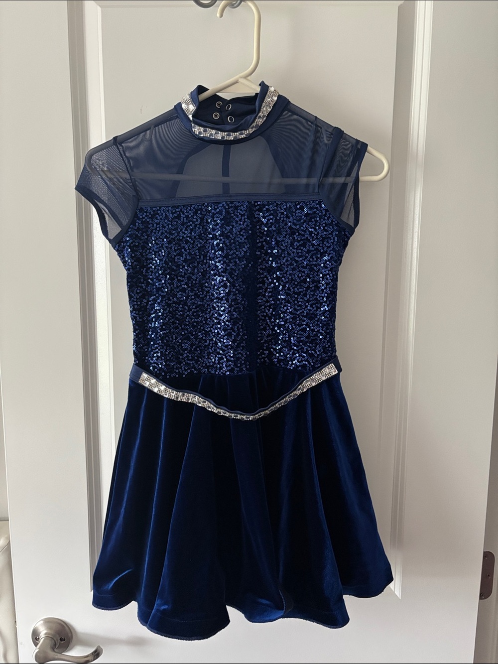 Weissman Navy Dance Costume with a hair piece